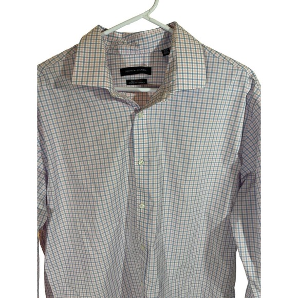 Tommy Hilfiger Shirt Mens XXL Pink Blue Striped Cotton Long Sleeve Button Up - Picture 1 of 15